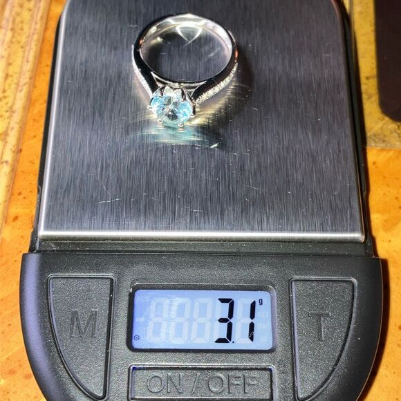 Sky Blue Topaz White Topaz Sterling Silver Ring Size 8 - Picture 10 of 10